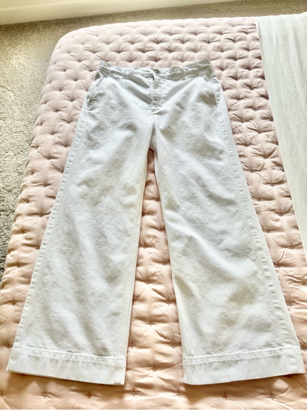 J.Crew Factory White Wide Leg Pants Size 30 Stretch Mid Rise Ankle Length